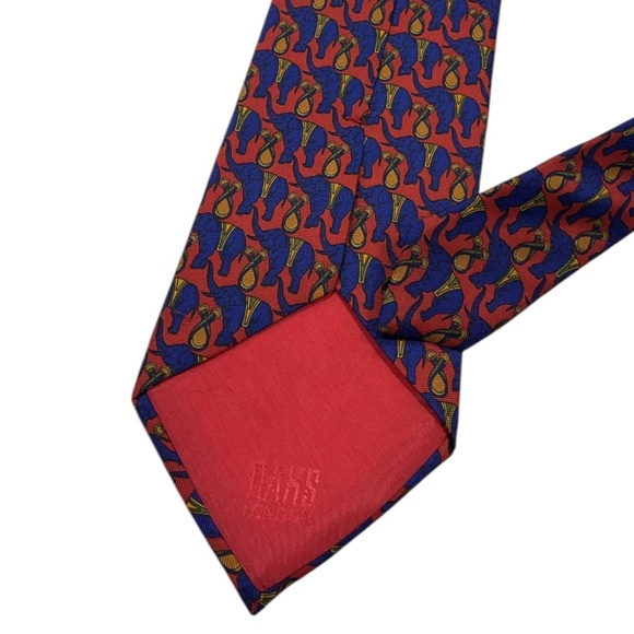 DAKS Blue/Orange Elephant Silk LUXURY Tie FRANCE - Picture 5 of 5